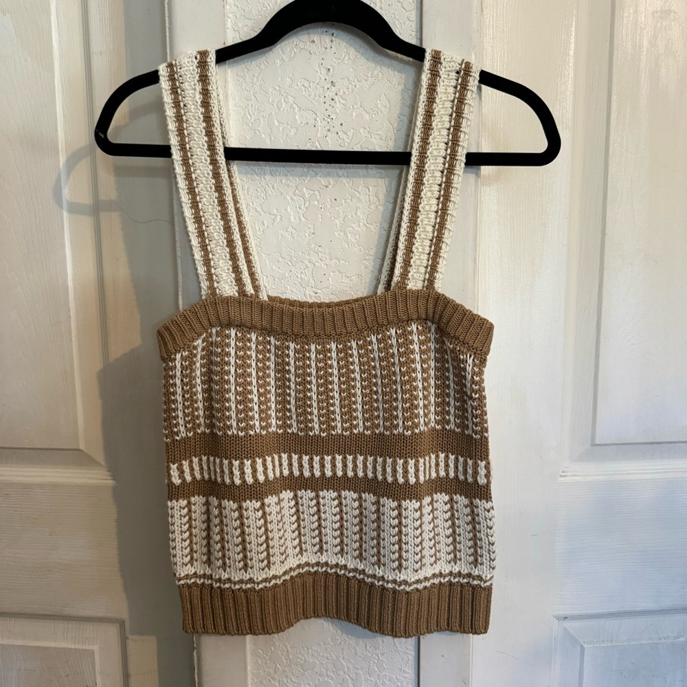 Veronica Beard Cream and Tan Knit Tank Top - Picture 3 of 10